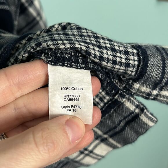 Madewell Boxy "Bedford" Flannel Tee 3/4 Sleeve Ink Plaid - Picture 6 of 8